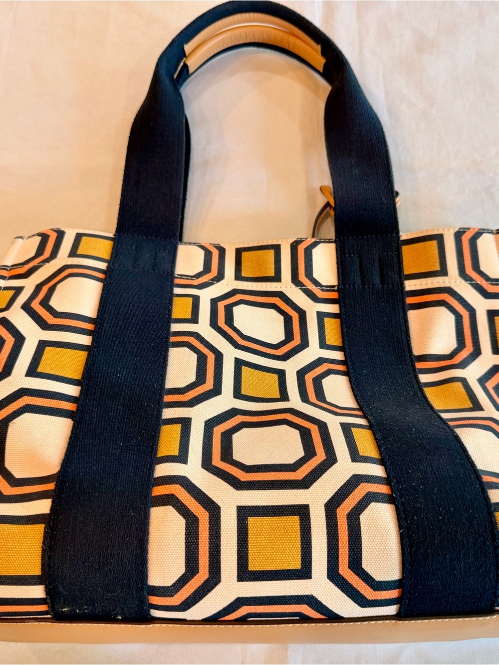 Tory Burch David Hicks Design Octagon Canvas Tote with Circular Charm - Picture 6 of 10